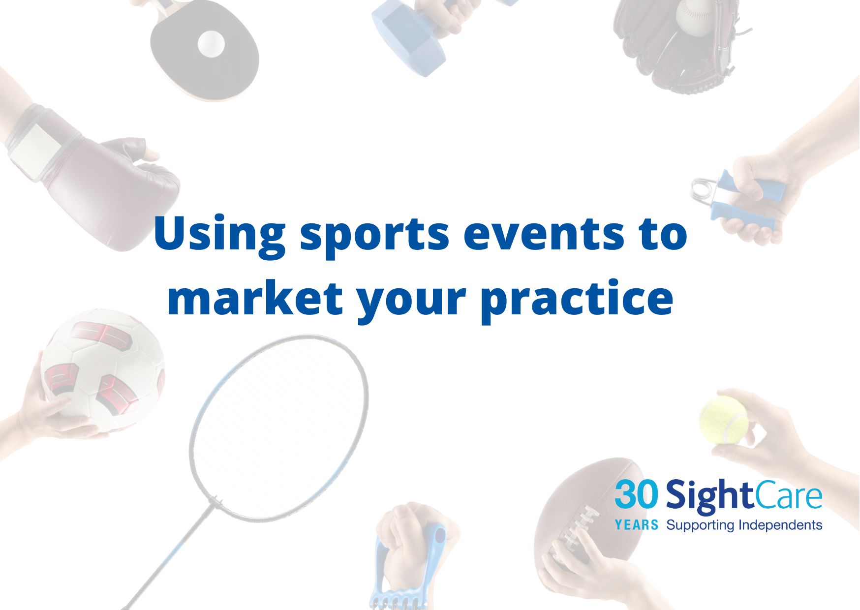 The text reads 'Using sports events to market your practice'